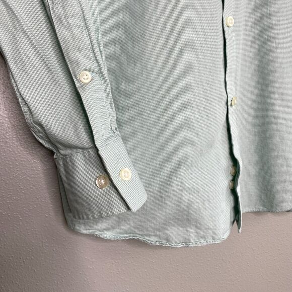 Michael Kors Men's M Light Green White Houndstooth Button Down Shirt Casual - Picture 3 of 10